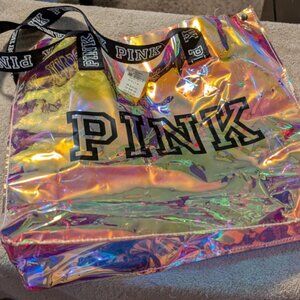 PINK brand Iridescent colored thick plastic material bag